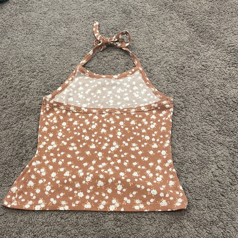 Brown white flower shirt - Picture 2 of 2